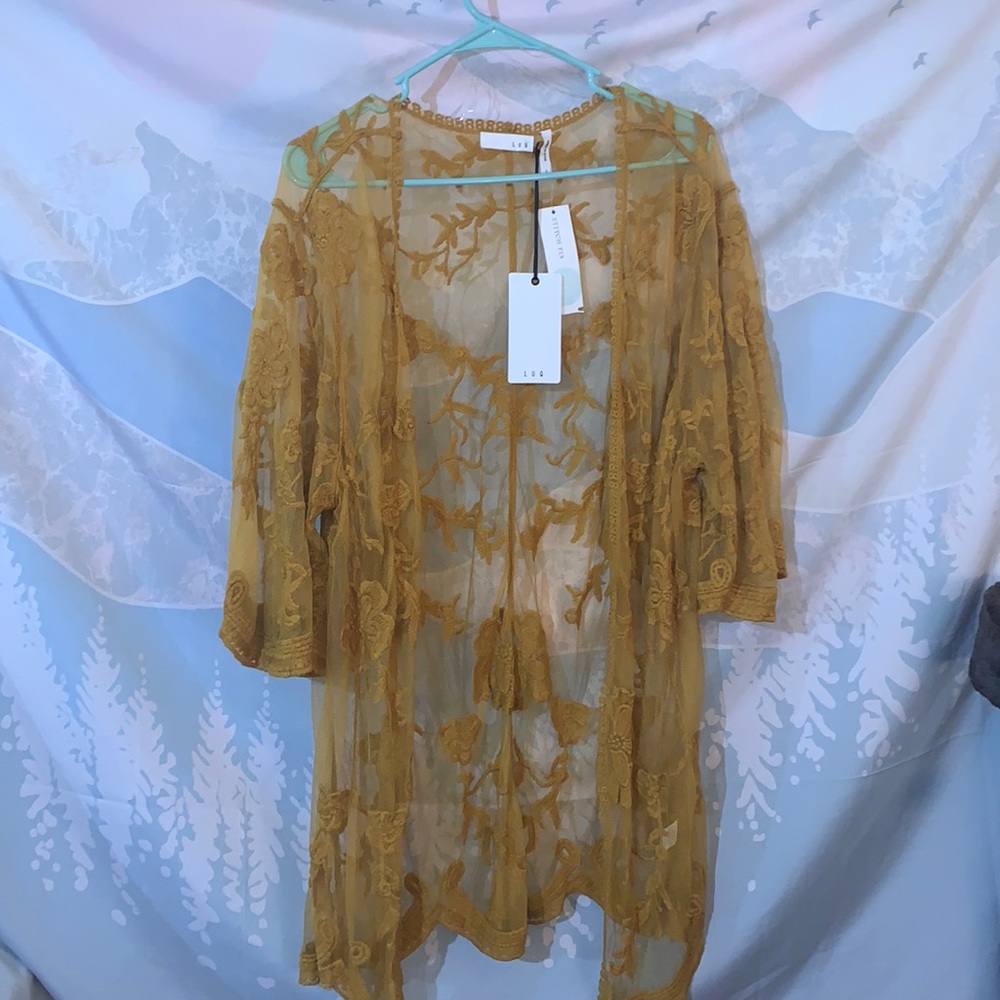 NWT Mustard Lace Cardigan